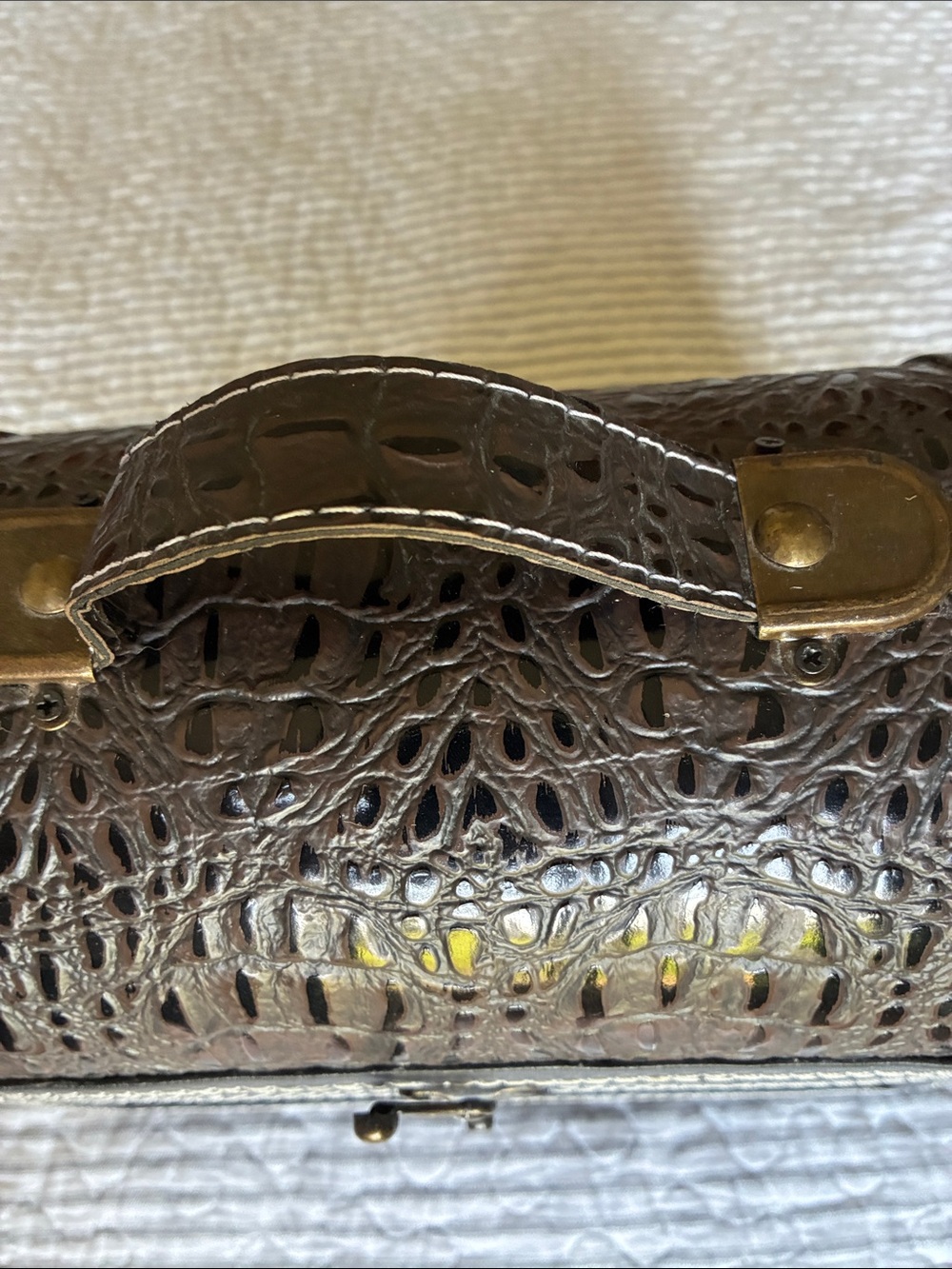 Faux-Croc Purse/Travel/Cosmetic/Accessory Case, unisex, Dr. Bag, Brown - Picture 3 of 12